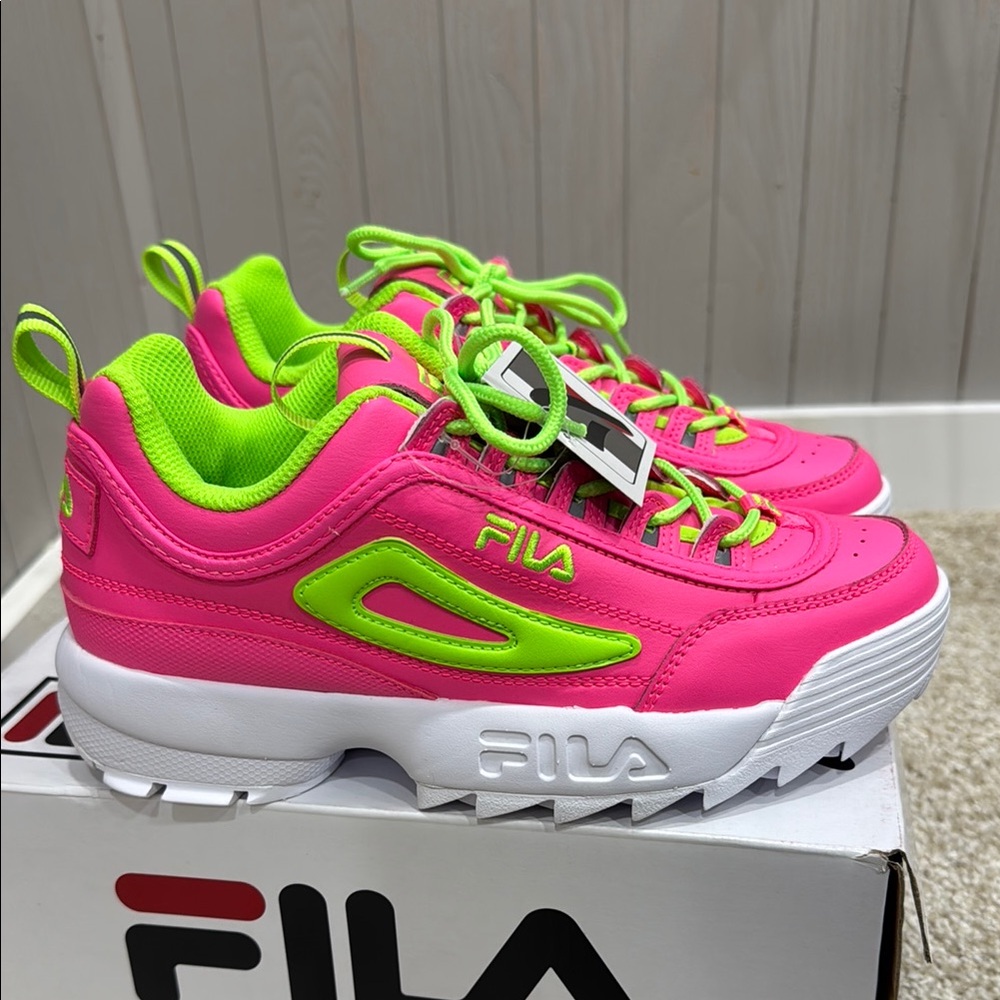 Fila Kids Sneakers - Neon Pink and Green